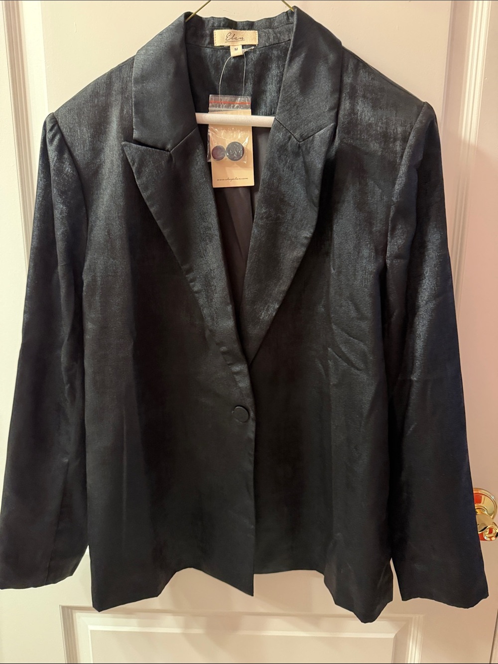Elan Shimmery Black Single-Button Blazer